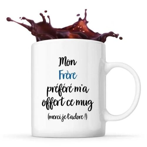 Mug - Frère Préféré - Céramique - Blanc - Cylindrique - 325 Ml
