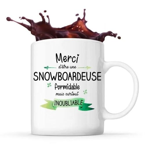 Mug Merci Snowboardeuse Inoubliable | Tasse Idée Cadeau Collègue Travail Retraite