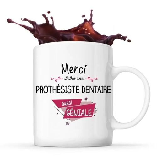 Mug - Merci - Prothésiste Dentaire - Céramique - 325 Ml - Résistant Lave-Vaisselle