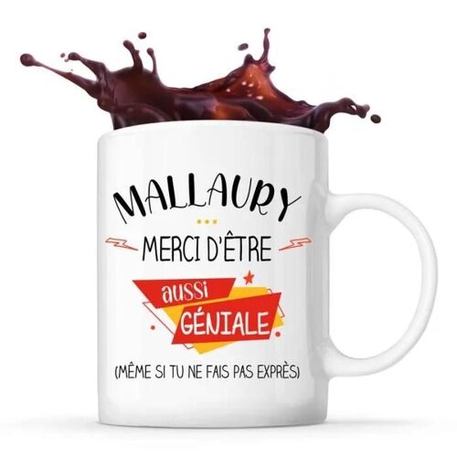 Mug - Mallaury - Tasse Cadeau - Céramique - Blanc - Cylindrique