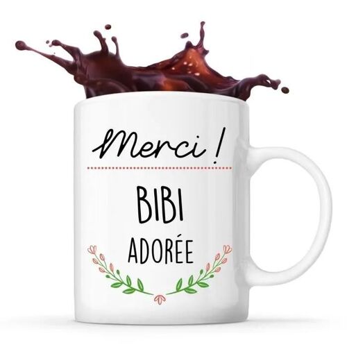 Mug - Merci Bibi Adorée - Céramique - Imprimé Recto/Verso - 325 Ml