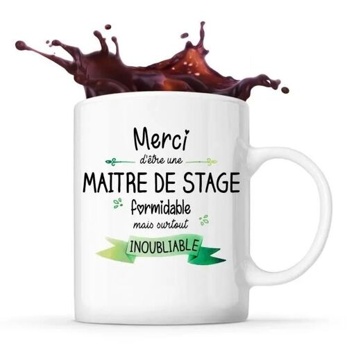 Mug - Merci - Maitre De Stage - Céramique - Blanc - Cylindrique