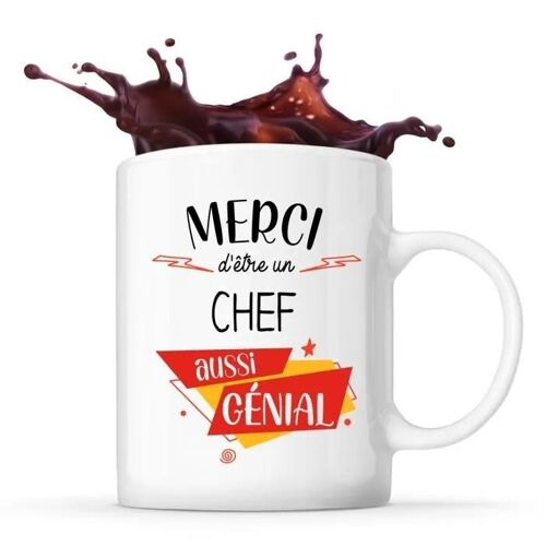 Mug Merci Chef Génial | Tasse Idée Cadeau Collègue Travail Retraite