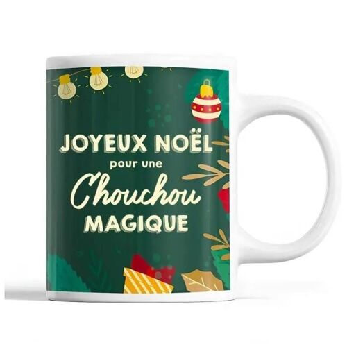 Tasse Noël Chouchou Femme Vert | Mug Prénom Idée Cadeau Secret Santa
