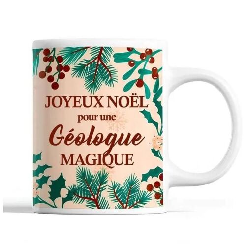 Tasse Noël Géologue Femme Beige | Mug Prénom Idée Cadeau Secret Santa