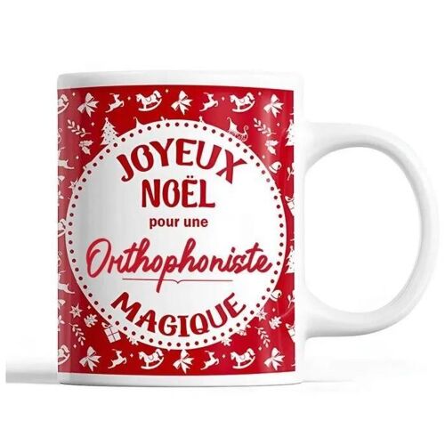 Tasse Noël Orthophoniste Femme Rouge | Mug Prénom Idée Cadeau Secret Santa