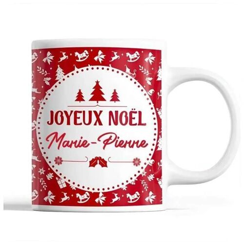 Tasse Noël Marie-Pierre Rouge | Mug Prénom Idée Cadeau Secret Santa