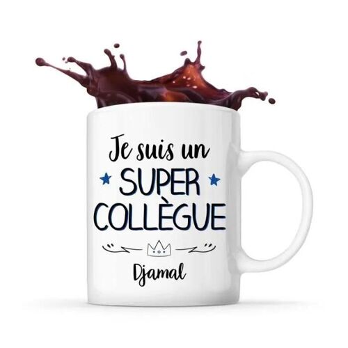 Mug - Djamal - Tasse Cadeau - Céramique - Blanc - Cylindrique