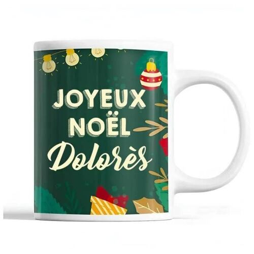 Tasse Noël Dolorès Vert | Mug Prénom Idée Cadeau Secret Santa