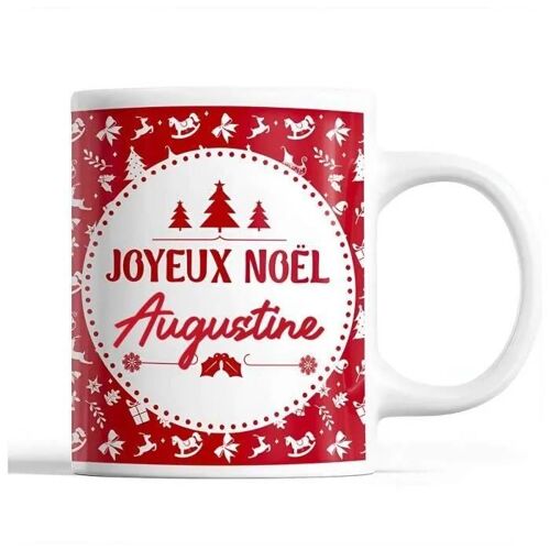 Tasse Noël Augustine Rouge | Mug Prénom Idée Cadeau Secret Santa