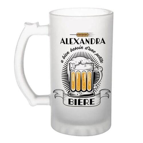 Chope De Bière - Alexandra A Besoin D'une Bière - Verre À Bière Humour Idée Cadeau Fête Des Mères Anniversaire