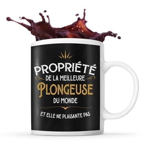 Mug - Meilleure Plongeuse - Noir - Céramique - 325 Ml - Résistant Lave-Vaisselle Et Micro-Onde