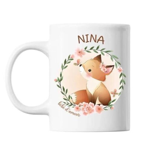 Mug Nina Bébé D'amour Renard | Tasse Cadeau Bébé Enfant
