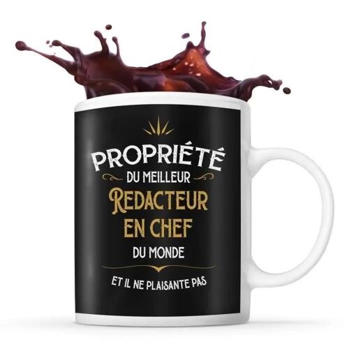 Mug En Céramique - Meilleur Rédacteur En Chef - Noir - Imprimé Recto Verso - Résistant Lave-Vaisselle - 325 Ml