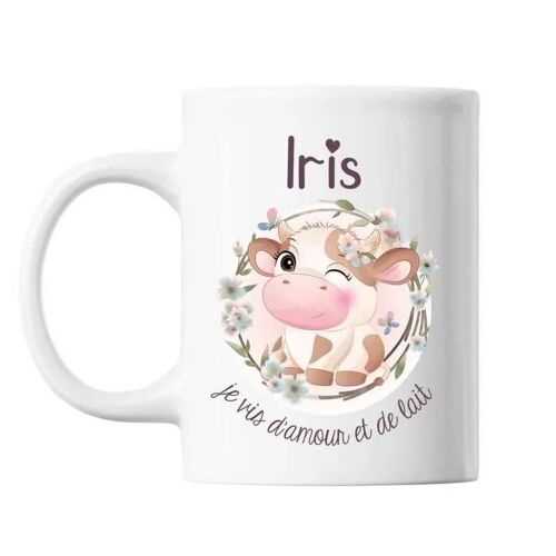 Mug - Iris - Amour Et Biberon - Céramique - 325 Ml - Résistant Lave-Vaisselle Et Micro-Onde