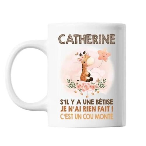 Mug Catherine Cou Monté Girafe | Tasse Cadeau Bébé Enfant