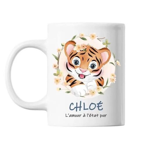 Mug - Chloé - Amour Pur Tigre - Céramique - 325 Ml - Résistant Lave-Vaisselle Et Micro-Onde