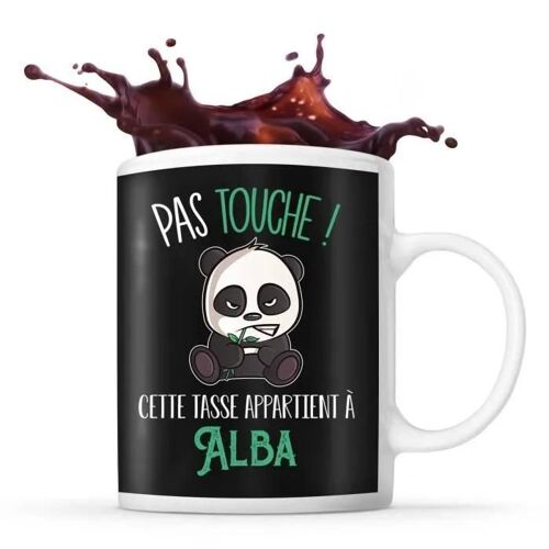 Tasse Alba Pas Touche Panda | Mug Prénom Cadeau Anniversaire Humour