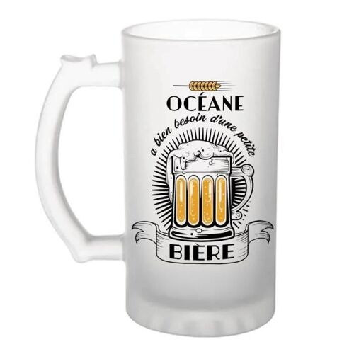 Chope De Bière - Océane A Besoin D'une Bière - Verre À Bière Humour Idée Cadeau Fête Des Mères Anniversaire