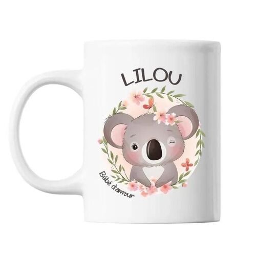 Mug - Lilou - Bébé D'amour - Céramique - 325 Ml - Imprimé Recto/Verso