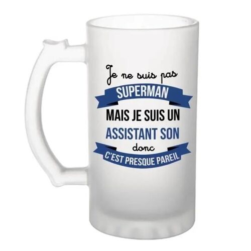Chope De Bière Je Ne Suis Pas Superman, Je Suis Assistant Son | Verre À Bière Pinte Idée Cadeau Fête Des Pères Anniversaire