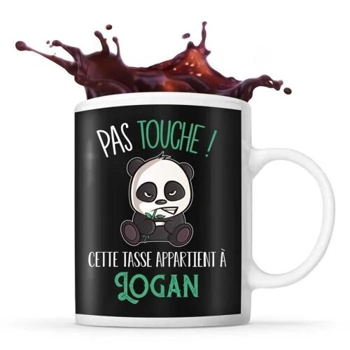 Tasse Logan Pas Touche Panda | Mug Prénom Cadeau Anniversaire Humour