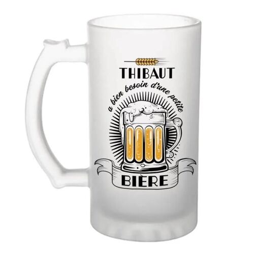 Chope De Bière - Thibaut A Besoin D'une Bière - Verre À Bière Humour Idée Cadeau Fête Des Mères Anniversaire