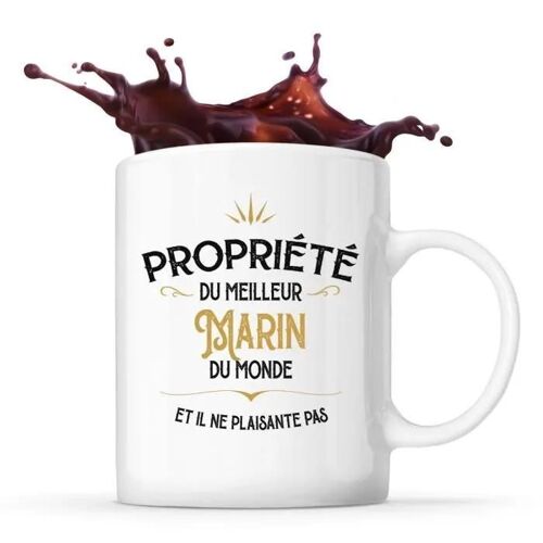 Mug - Meilleur Marin - Céramique - Imprimé Recto Verso - Résistant Lave-Vaisselle - 325 Ml