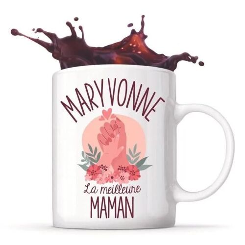 Mug - Maryvonne - La Meilleure Maman - Céramique - 325 Ml - Résistant Lave-Vaisselle Et Micro-Onde