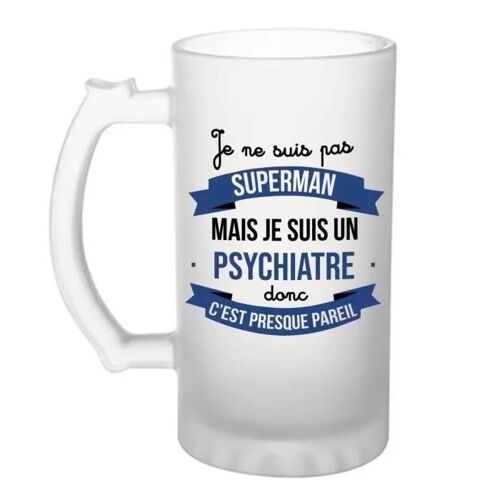 Chope De Bière - Planetee - Je Ne Suis Pas Superman - Verre Givré - 470 Ml - Cadeau Fête Des Pères