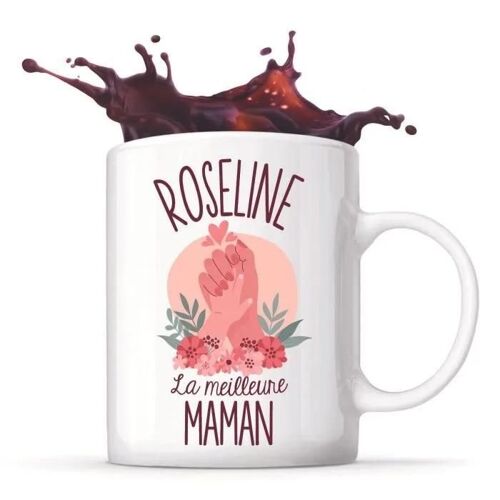 Mug - Roseline - La Meilleure Maman - Céramique - 325 Ml - Imprimé Recto/Verso