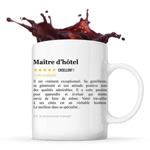 Mug Maître D'hôtel Avis Métier Recommandation Homme | Tasse Collègue Boulot Cadeau Anniversaire Retraite