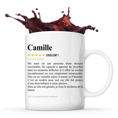 Mug - Camille - Tasse En Céramique - Blanc - Cylindrique - Design Contemporain