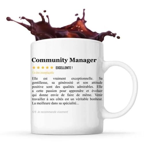 Mug Community Manager Avis Métier Recommandation Femme | Tasse Collègue Boulot Cadeau Anniversaire Retraite
