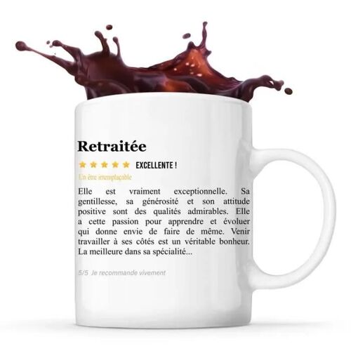 Mug Retraitée Avis Métier Recommandation Femme | Tasse Collègue Boulot Cadeau Anniversaire Retraite