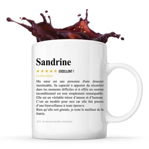 Mug Sandrine Avis Frère Recommandation | Tasse Famille Cadeau Anniversaire Noël