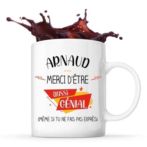 Mug - Arnaud - Tasse Cadeau - Céramique - Blanc - Cylindrique