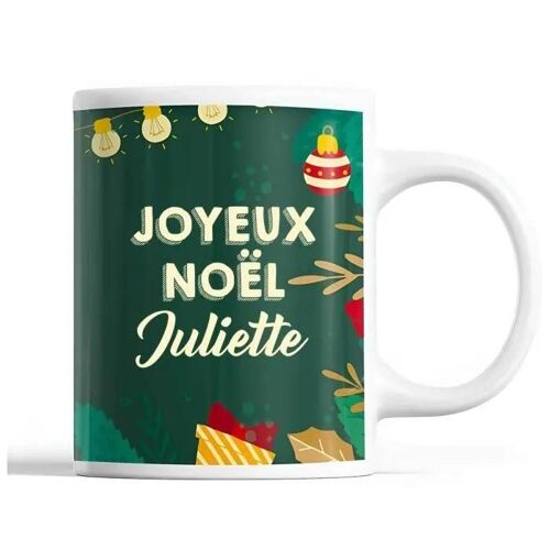 Tasse Noël Juliette Vert | Mug Prénom Idée Cadeau Secret Santa