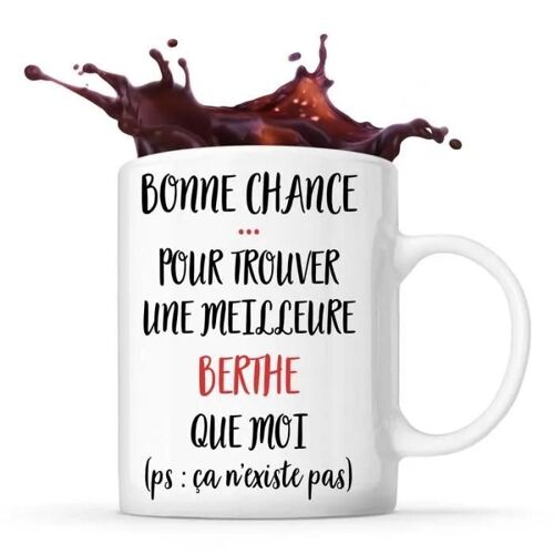 Mug - Berthe - Tasse Cadeau - Céramique - Blanc - Cylindrique
