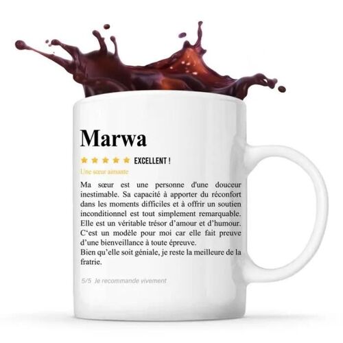 Mug Marwa Avis Soeur Recommandation | Tasse Famille Cadeau Anniversaire Noël