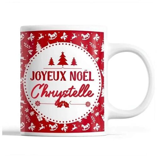 Mug - Chrystelle - Noël - Céramique - Rouge - 325 Ml - Lave-Vaisselle Et Micro-Onde