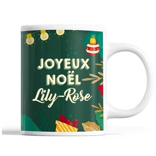 Tasse Noël Lily-Rose Vert | Mug Prénom Idée Cadeau Secret Santa