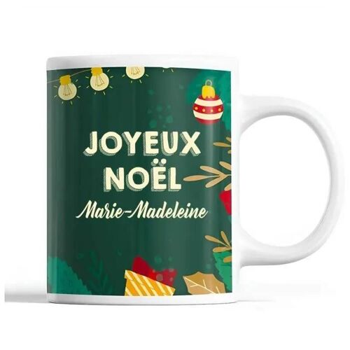 Tasse Noël Marie-Madeleine Vert | Mug Prénom Idée Cadeau Secret Santa