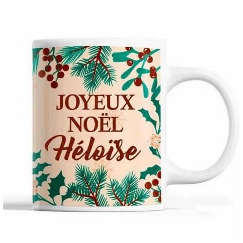 Tasse Noël Julia Beige | Mug Prénom Idée Cadeau Secret Santa