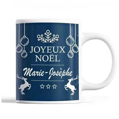 Tasse Noël Marie-Josèphe Bleu | Mug Prénom Idée Cadeau Secret Santa