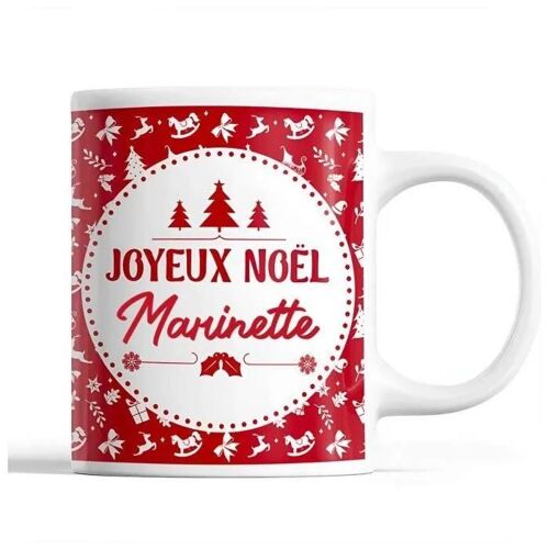 Tasse Noël Marinette Rouge | Mug Prénom Idée Cadeau Secret Santa