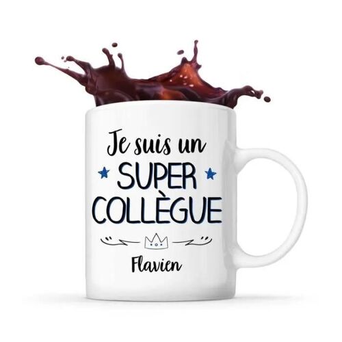 Mug - Flavien - Tasse Cadeau - Céramique - Blanc - Cylindrique