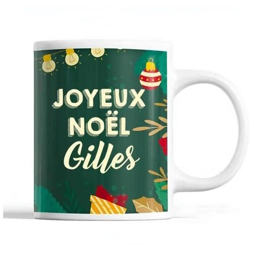 Tasse Noël Gilles Vert | Mug Prénom Idée Cadeau Secret Santa