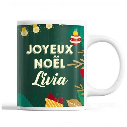 Mug - Livia - Noël - Céramique - Vert - 325 Ml - Résistant Lave-Vaisselle Et Micro-Onde