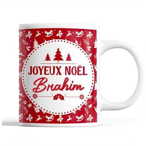 Mug - Brahim - Noël - Céramique - Rouge - 325 Ml - Résistant Lave-Vaisselle Et Micro-Onde